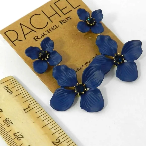 RACHEL Rachel Roy Gold-Tone Crystal Flower Double Drop Earrings - Picture 3 of 4